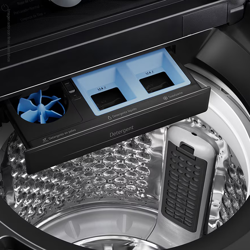 Lavadora 22kg carga superior | WT220BTX6 LG | sistema TurboWash | panel LED táctil | color negro | motor inverter con 10 años de garantía.
