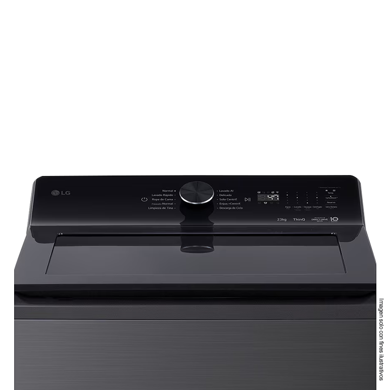 Lavadora 23kg carga superior WT23PBTX6A LG, control de perilla + panel LED táctil.