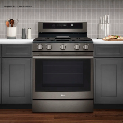 Estufa a gas de 30", modelo LRGN6325X LG, 5 quemadores, con modo Air Fry, sistema Easy Clean