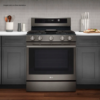 Estufa a gas de 30", modelo LRGN6325X LG, 5 quemadores, con modo Air Fry, sistema Easy Clean