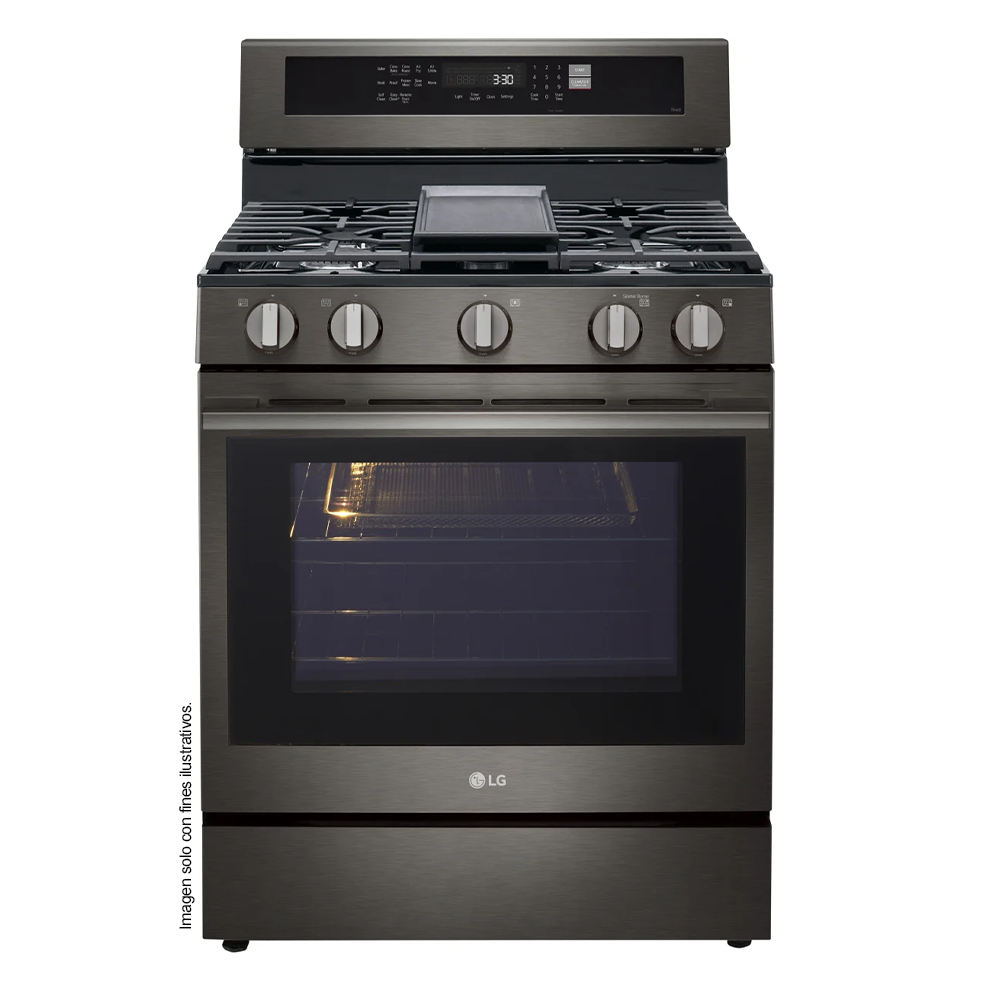 Estufa a gas de 30", modelo LRGN6325X LG, 5 quemadores, con modo Air Fry, sistema Easy Clean