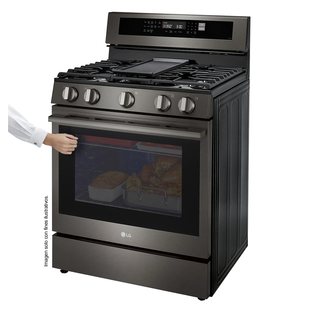 Estufa a gas de 30", modelo LRGN6325X LG, 5 quemadores, con modo Air Fry, sistema Easy Clean