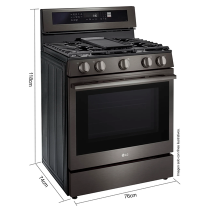 Estufa a gas de 30", modelo LRGN6325X LG, 5 quemadores, con modo Air Fry, sistema Easy Clean