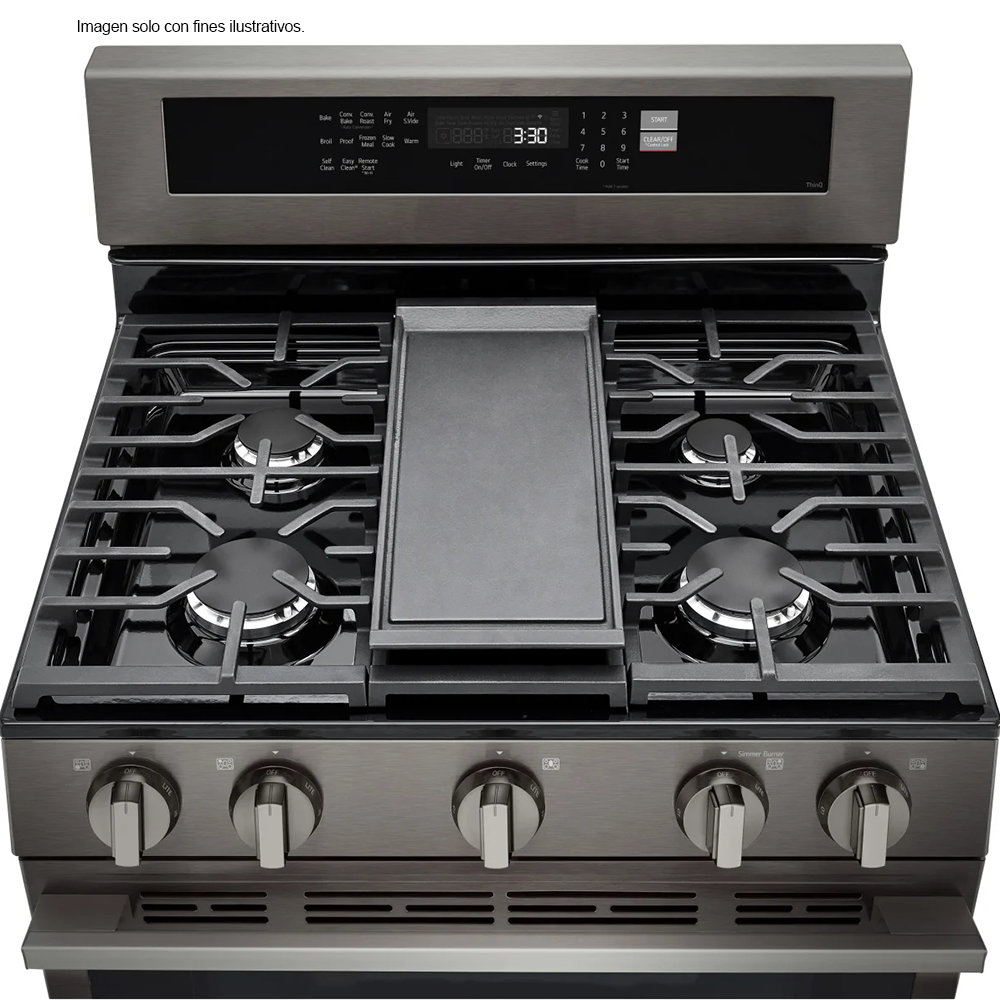 Estufa a gas de 30", modelo LRGN6325X LG, 5 quemadores, con modo Air Fry, sistema Easy Clean