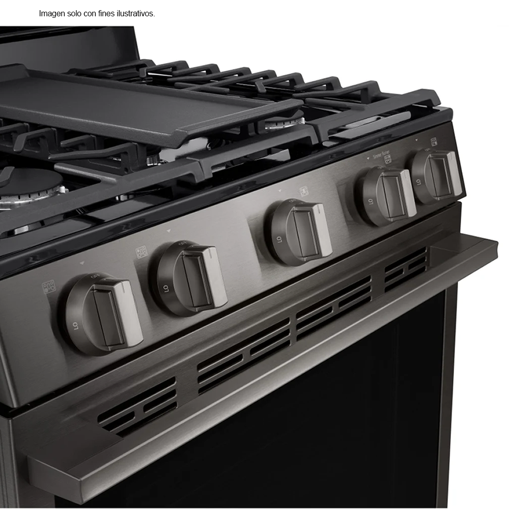 Estufa a gas de 30", modelo LRGN6325X LG, 5 quemadores, con modo Air Fry, sistema Easy Clean