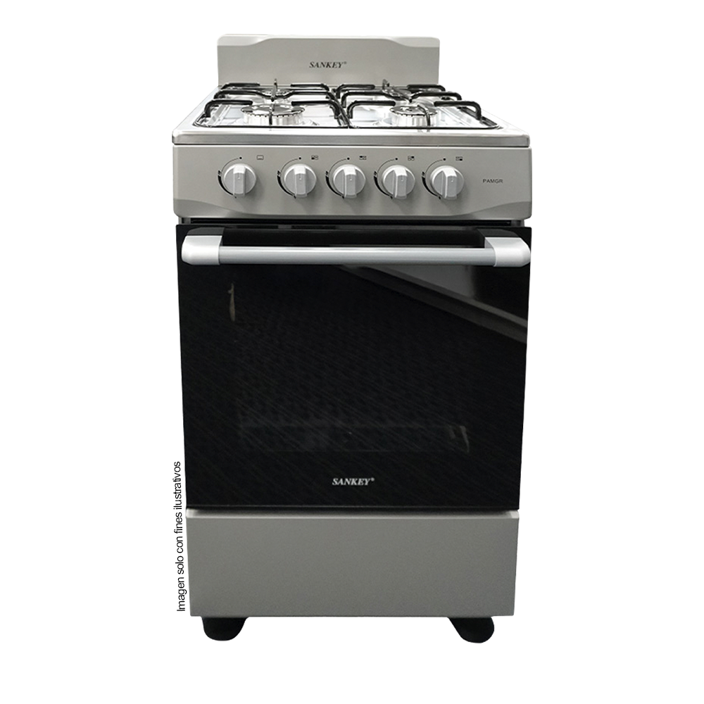 Estufa 20" PAM GR Sankey 4 quemadores color gris, acero inoxidable