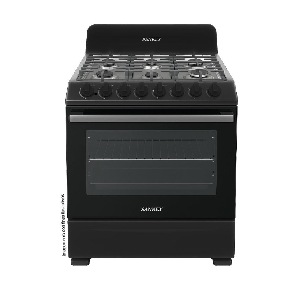 Estufa de 30" LYRA BL6 Sankey, 6 quemadores, encendido eléctrico, horno de 120 litros.