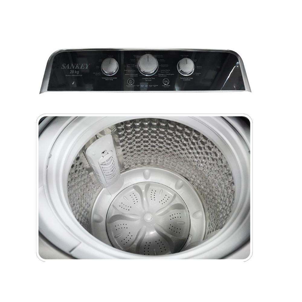 Lavadora automática 20kg WM-A2091PGF Sankey, tina de acero inoxidable tapa de cierre suave.