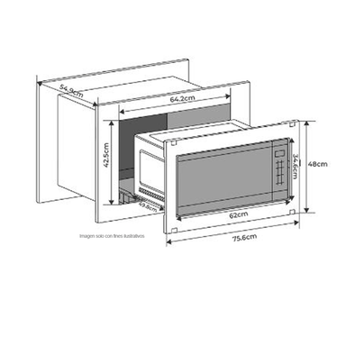 Horno microondas empotrable EMPOLI 62L-1 Drija, 75.5cm capacidad 62litros, acero inoxidable control digital