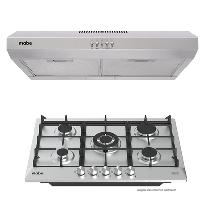 Combo estufa de empotre 30" PM7650CM7640 + Extractor de grasa CM7640UIW0 acero inoxidable Mabe