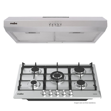 Combo estufa de empotre 30" PM7650CM7640 + Extractor de grasa CM7640UIW0 acero inoxidable Mabe