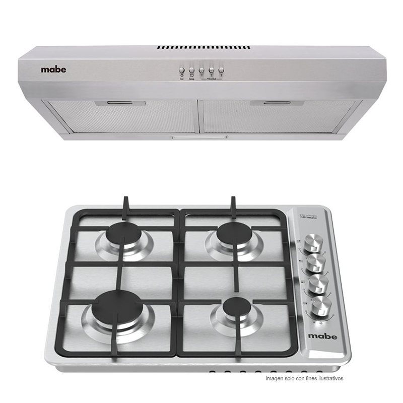 Combo estufa de empotre 24" CM6040UIW0 + PM6040CM6040 extractor de grasa de acero inoxidable Mabe
