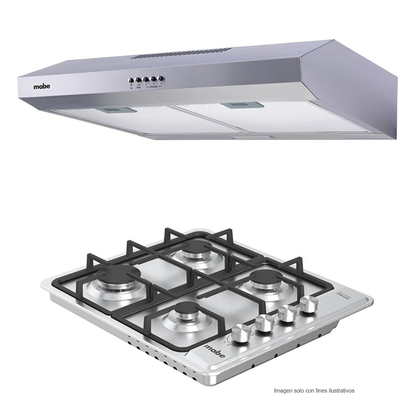 Combo estufa de empotre 24" CM6040UIW0 + PM6040CM6040 extractor de grasa de acero inoxidable Mabe