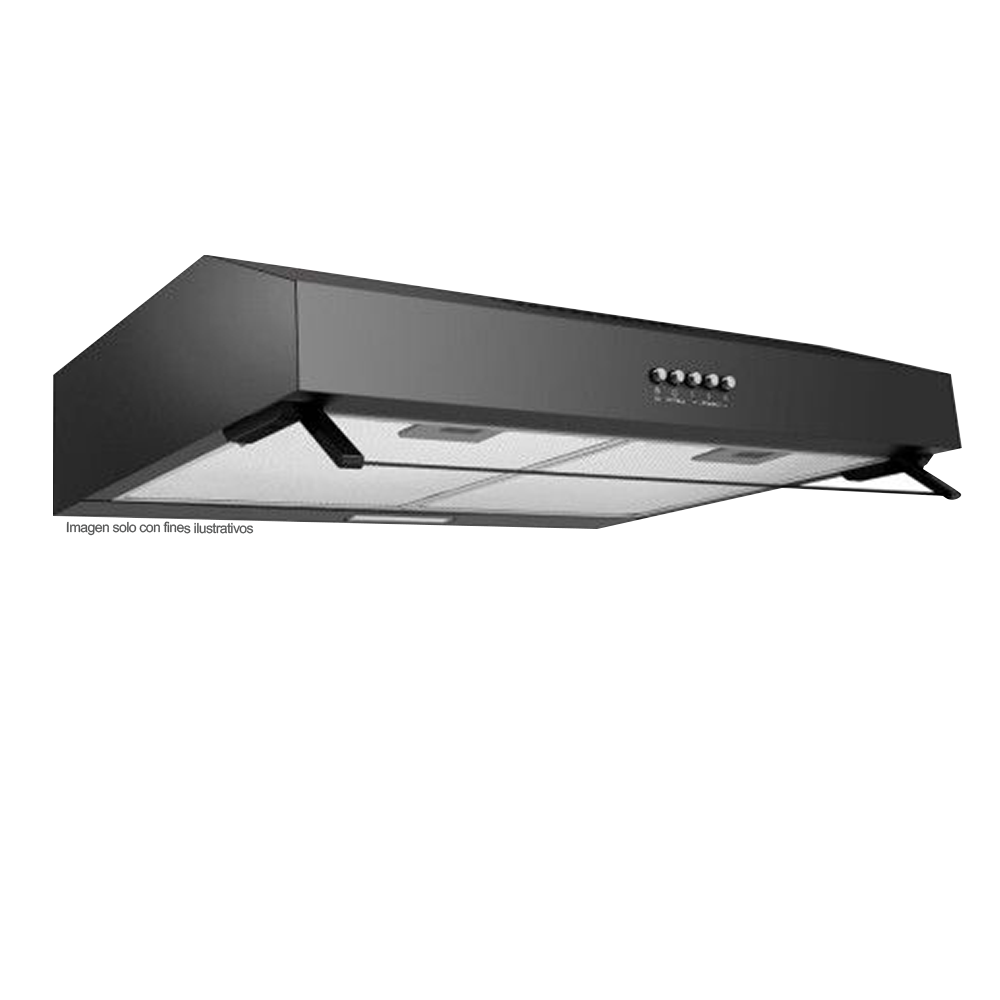 Extractor de grasa 76cm CM7645UNWO Mabe color negro 3 velocidades visor glass