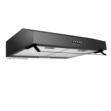 Extractor de grasa 76cm CM7645UNWO Mabe color negro 3 velocidades visor glass