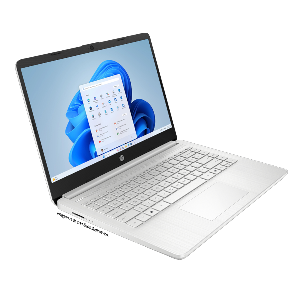 Laptop Celeron N150 HP, pantalla 14" HD 4GB 128GB, windows 11 color silver
