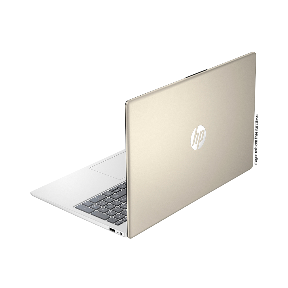 Laptop 15-fc0258la, HP 15.6” FHD, AMD Ryzen 5 7520U, 16GB 1TB Windows 11 color dorado cálido.
