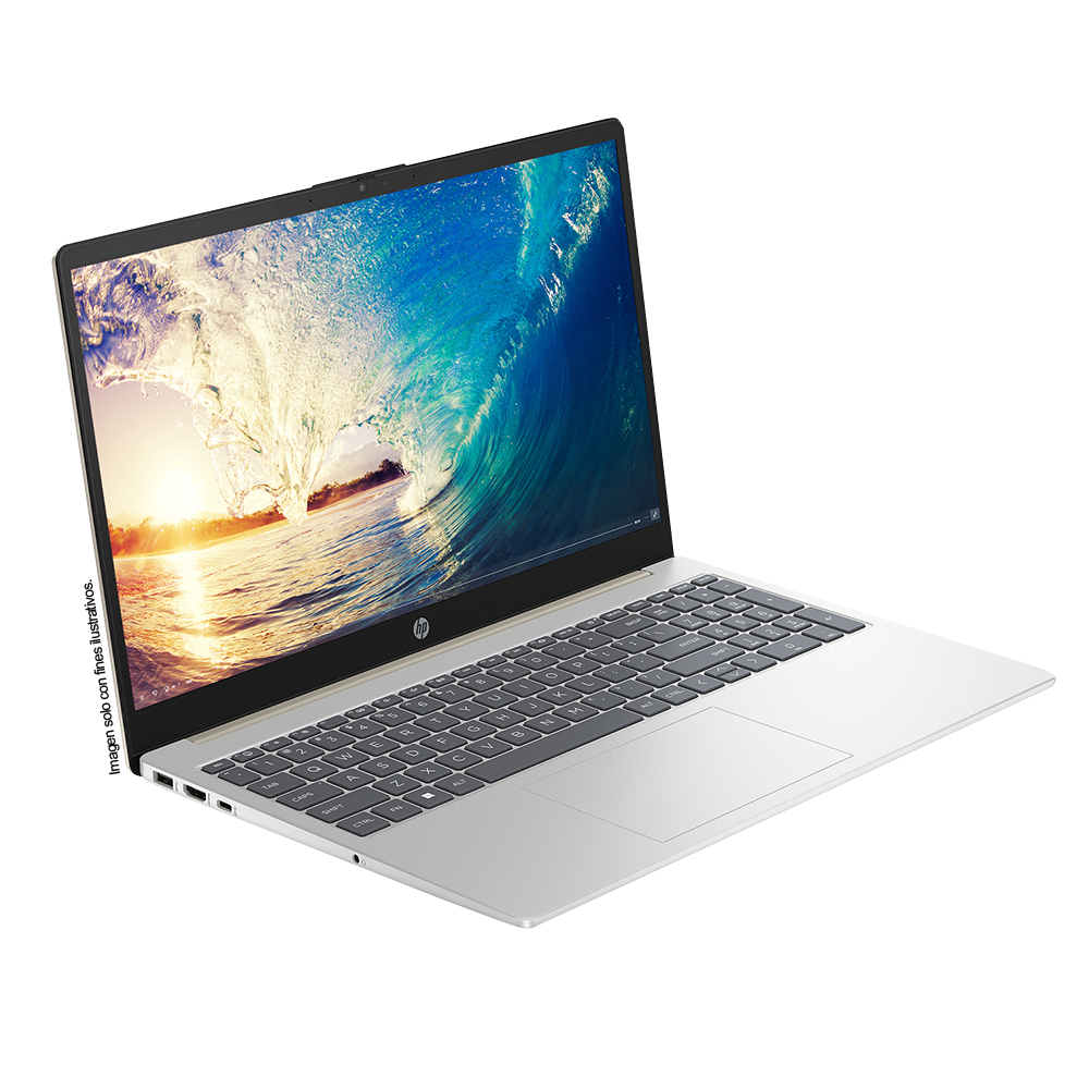 Laptop 15-fc0258la, HP 15.6” FHD, AMD Ryzen 5 7520U, 16GB 1TB Windows 11 color dorado cálido.
