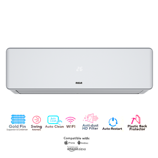 Aire acondicionado Split Inverter RCSA2421GW RCA, 24000 BTU SEER 21 acabado color gris