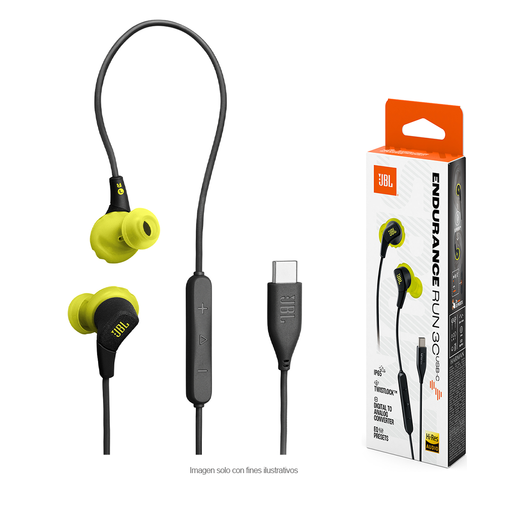 Audífonos JBL alámbricos ENDURRUN IN EAR JBLENDURRUN3CBLAM Color negro