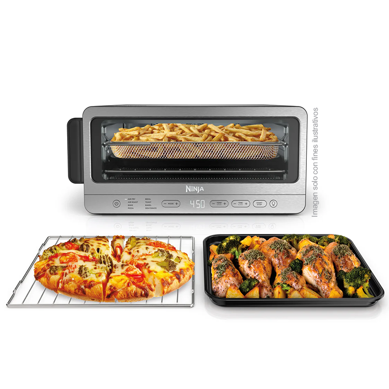 Tostahornos y freidora de aire SP151 Ninja 8 en 1 freír con aire, asar, hornear, tostar, preparar pizza, hacer bagels, gratinar y deshidratar,