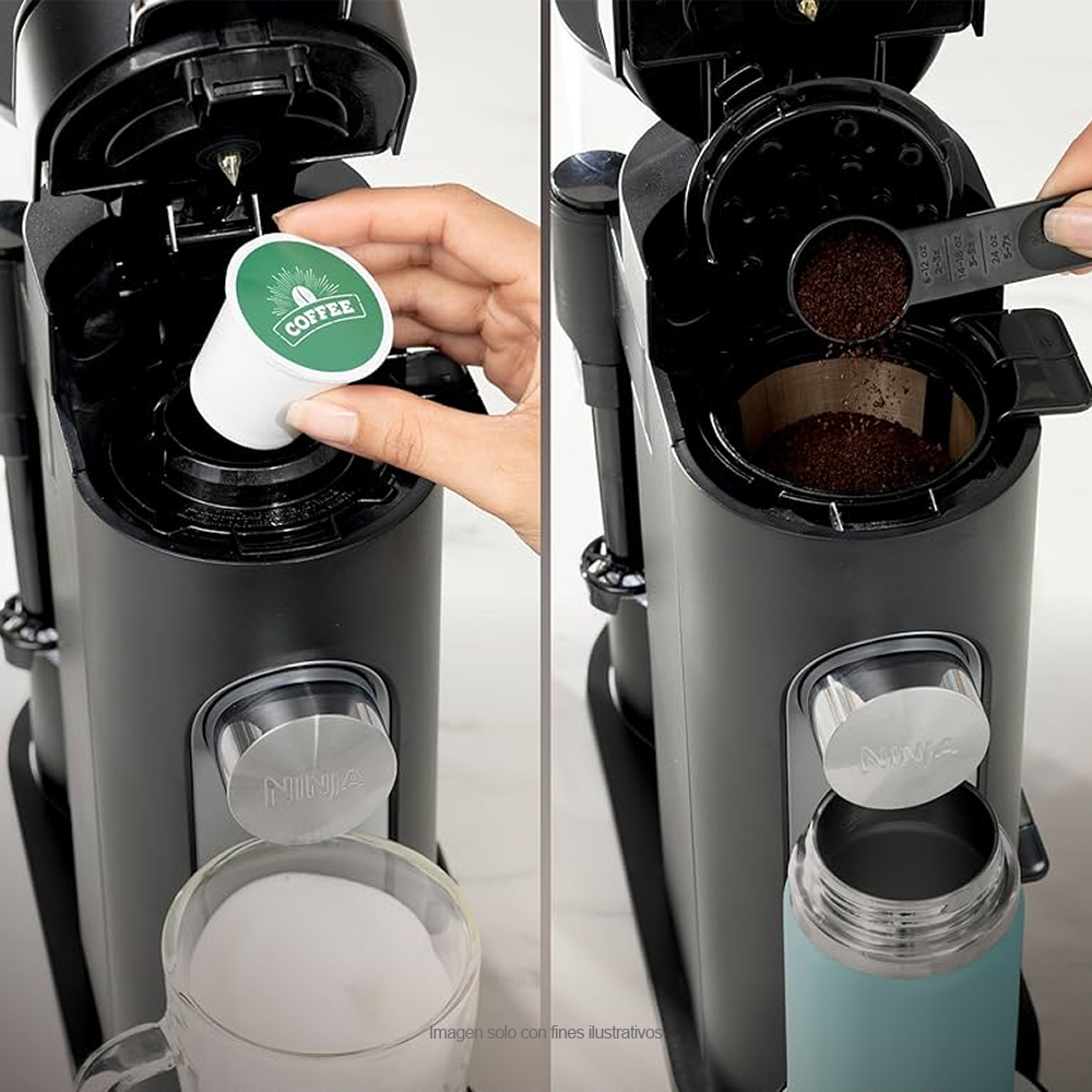 Maquina cafetera de café especial Ninja PB051 color negro, compatible con cápsulas K-Cup y café molido