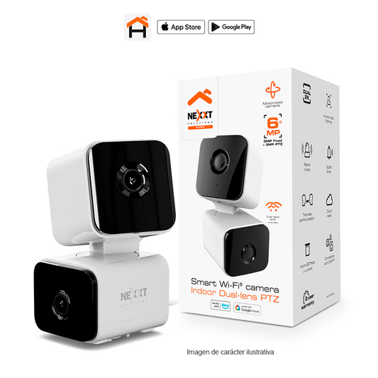 Cámara inteligente Wi-Fi,NHC-IP30DL, Nexxt Home (3mp Fijo + 3Mp PTZ)