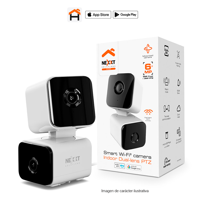Cámara inteligente Wi-Fi,NHC-IP30DL, Nexxt Home (3mp Fijo + 3Mp PTZ)