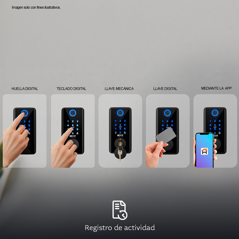 Cerradura inteligente Wi-Fi Modelo NHS-D150 BKT Color negro. Nexxt