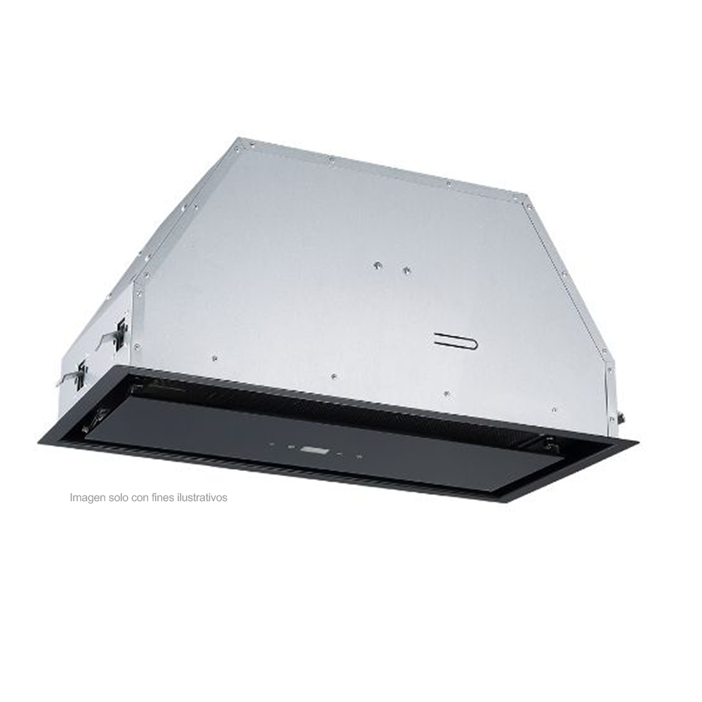 Extractor de grasa empotrable 23"(59,8cm) Sottile 60-B. Drija, vidrio negro recirculante, panel pantalla digital, temporizador automático 3 velocidades.