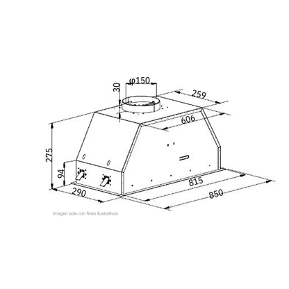 Extractor de grasa empotrable 33" Sottile 90-B. Drija, vidrio negro recirculante, panel pantalla digital, temporizador automático 3 velocidades