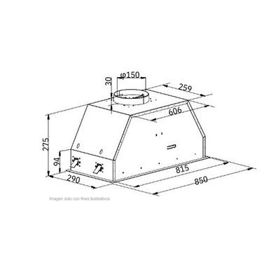 Extractor de grasa empotrable 33" Sottile 90-B. Drija, vidrio negro recirculante, panel pantalla digital, temporizador automático 3 velocidades