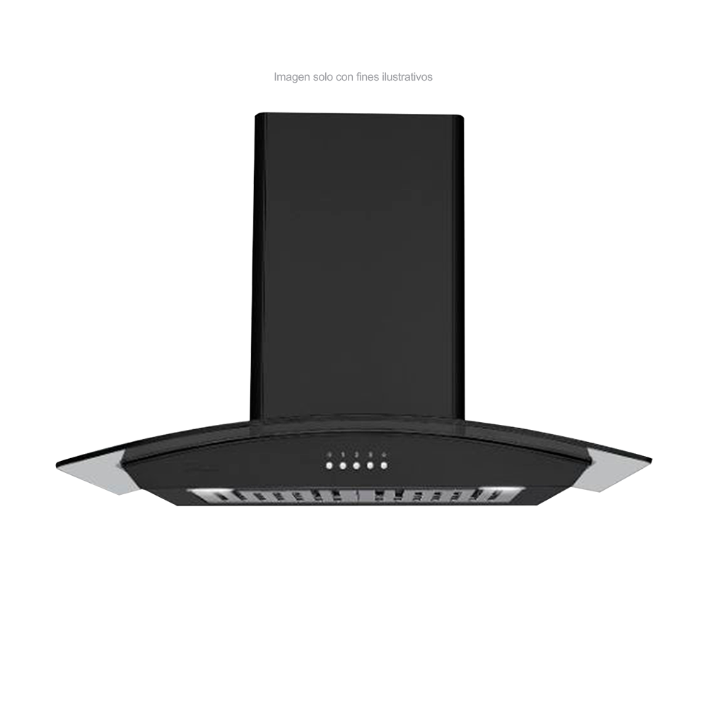 Extractor de grasa 35" (89.5cm) Galaxy 90 Black Drija, 2 chimeneas, 2 filtros de acero inoxidable, 1 filtro de carbón activo, extracción de 500MHC, 3 velocidades.
