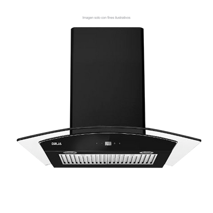 Extractor de grasa 29" (75cm) Prisma Touch 76 Black mate Drija 2 chimeneas iluminación LED, panel digital temporizador.