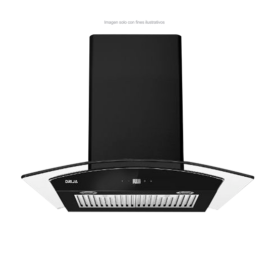 Extractor de grasa 29" (75cm) Prisma Touch 76 Black mate Drija 2 chimeneas iluminación LED, panel digital temporizador.