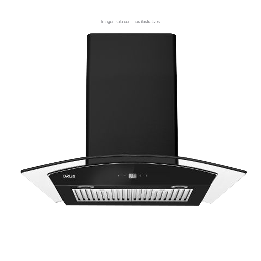 Extractor de grasa 29" (75cm) Prisma Touch 76 Black mate Drija 2 chimeneas iluminación LED, panel digital temporizador.