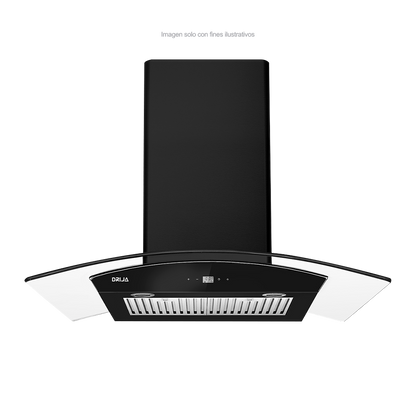 Extractor de grasa 35" (89.5cm) Prisma Touch 90 Black Drija, 2 chimeneas iluminación LED, panel digital temporizador.