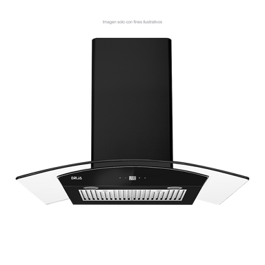 Extractor de grasa 35" (89.5cm) Prisma Touch 90 Black Drija, 2 chimeneas iluminación LED, panel digital temporizador.