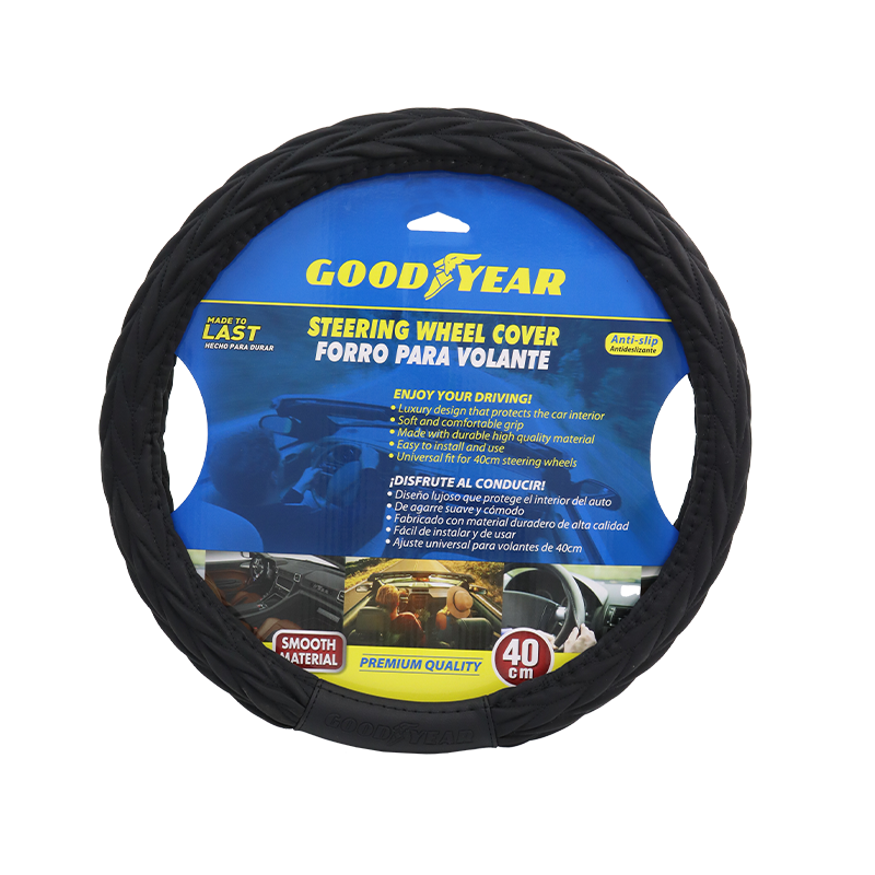 Forro de volante 40cm, color negro con detalles de textura, 991-2402077.