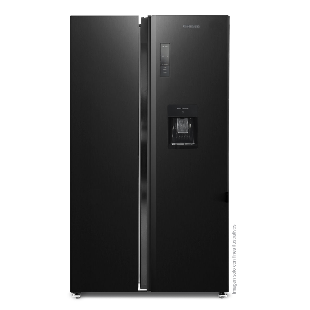 Refrigeradora Side By Side 18.5pc NRF-689INVSSLM Nisato, color negro, dispensador de agua, tecnología inverter.