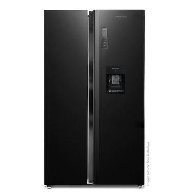 Refrigeradora Side By Side 18.5pc NRF-689INVSSLM Nisato, color negro, dispensador de agua, tecnología inverter.