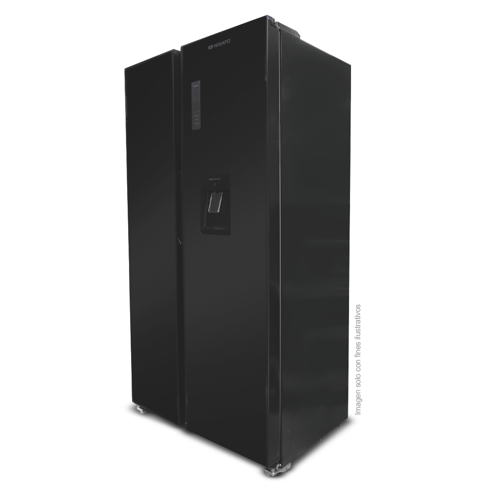 Refrigeradora Side By Side 18.5pc NRF-689INVSSLM Nisato, color negro, dispensador de agua, tecnología inverter.