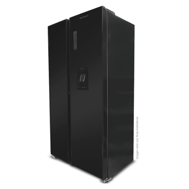 Refrigeradora Side By Side 18.5pc NRF-689INVSSLM Nisato, color negro, dispensador de agua, tecnología inverter.