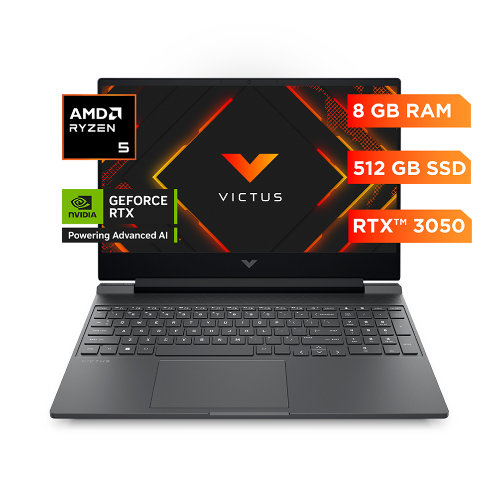 Laptop Gaming Victus HP 15-fb3009la, AMD Ryzen 5, 8 GB RAM, NVIDIA GeForce RTX 3050, 512 GB SSD, 15.6" FHD, Windows 11 Home