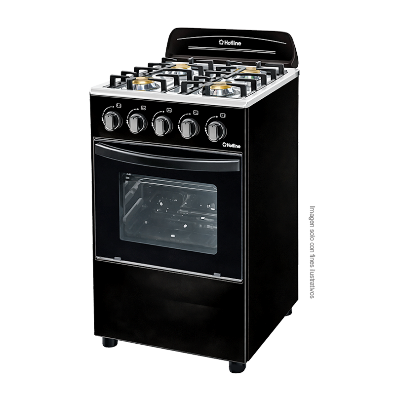 Estufa a gas de 24" | 4 quemadores | Modelo HLGR452F | parrillas de hierro fundido | Hotline | horno capacidad de 60 litros