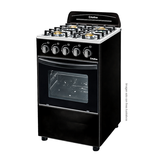 Estufa a gas de 24" | 4 quemadores | Modelo HLGR452F | parrillas de hierro fundido | Hotline | horno capacidad de 60 litros