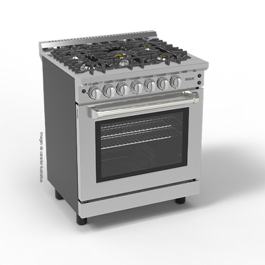 Estufa a gas de 30" RCCC840 RCA, tipo comercial, 5 quemadores, acero inoxidable 304 mesa y copete, limpieza continua en horno