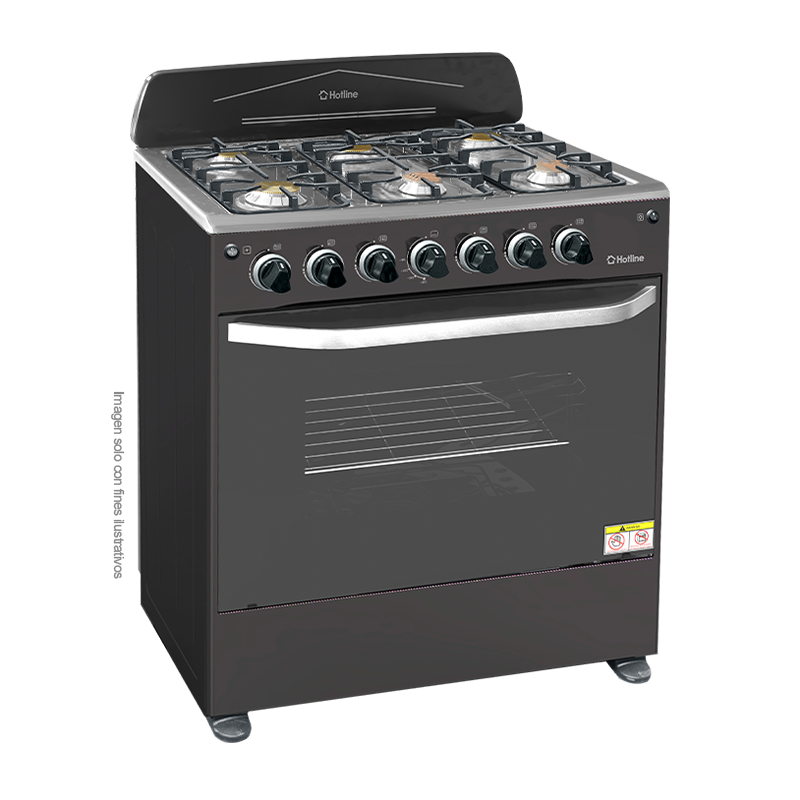 Estufa a gas de 30" | HLGR763F Hotline | 6 quemadores | mesa de acero inox. | horno de 100 litros de capacidad