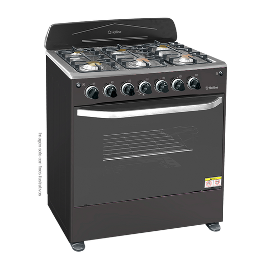 Estufa a gas de 30" | HLGR763F Hotline | 6 quemadores | mesa de acero inox. | horno de 100 litros de capacidad