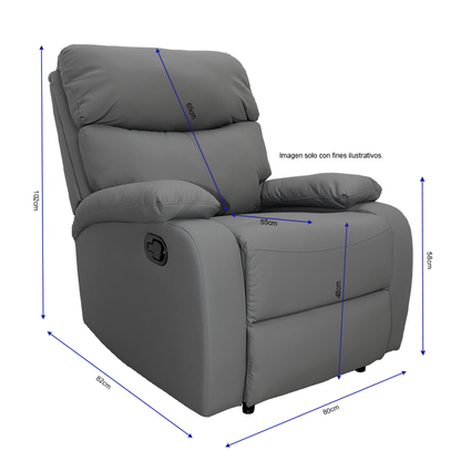 Sillón reclinable 857-GISELLEGO, color tono gris oscuro.